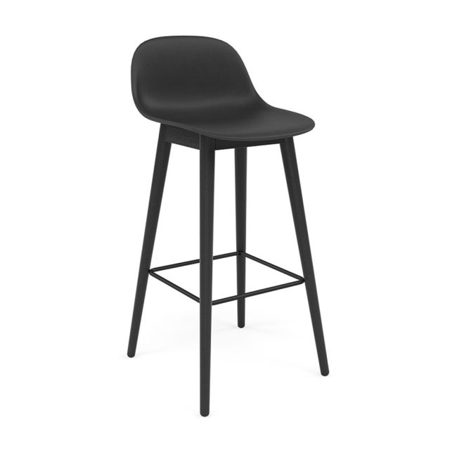 Muuto Fiber Bar Stool with Backrest - Wood Base