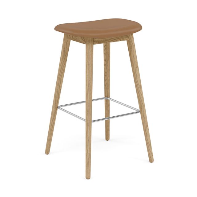 Muuto Upholstered Fiber Bar Stool - Wood Base