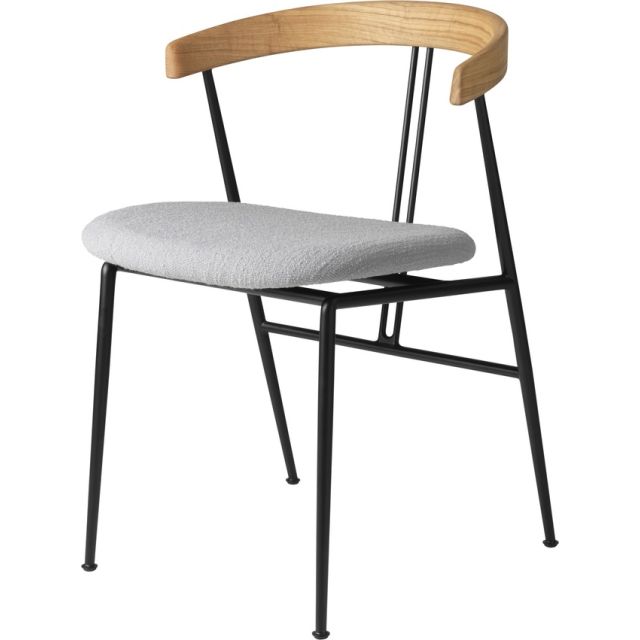 GUBI Violin Dining Chair with Wood Backrest (Seat Upholstered)