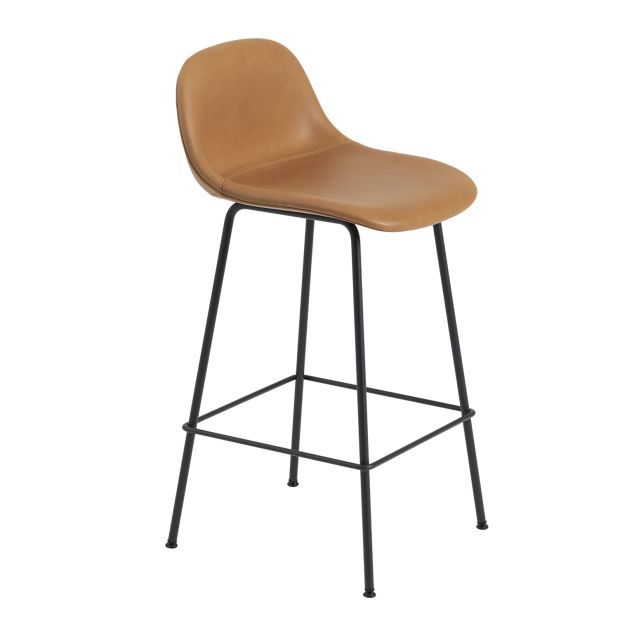 Muuto Upholstered Fiber Bar Stool with Backrest - Tube Base